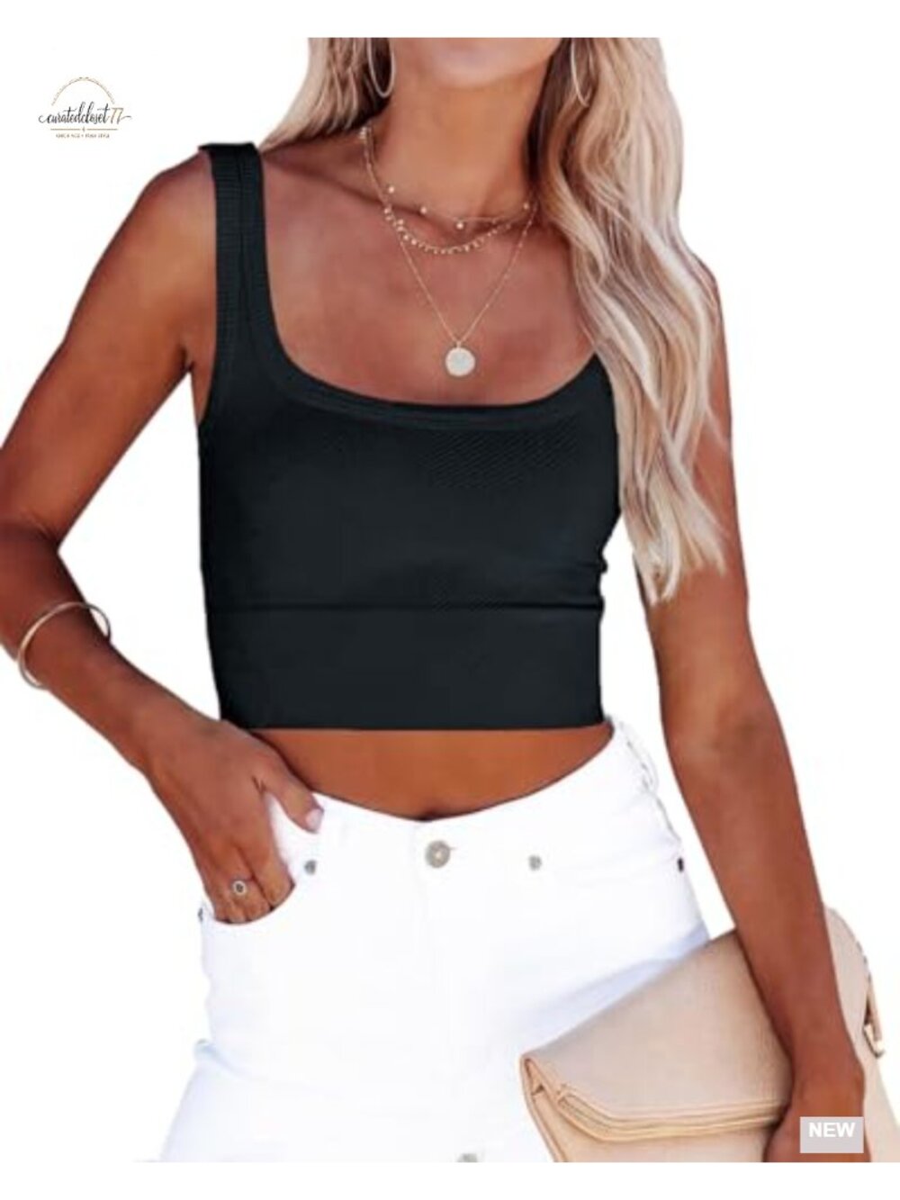 Ribbed Fitted Crop Tank Top Sleeveless Nylon Spandex Women's Tops